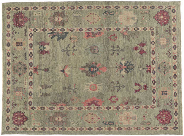 9 x 12 Colorful Turkish Oushak Rug 53863