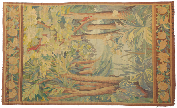 4 x 7 Antique French Scandinavian Verdure Tapestry 78461
