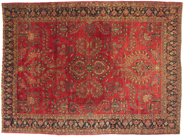 9 x 12 Antique Persian Sarouk Rug 78525