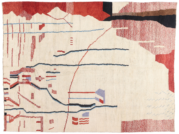 10 x 14 Modern Brutalist Dreamscape Moroccan Rug 81015