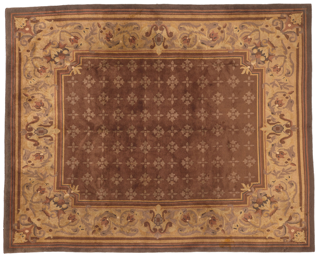 8 x 10 Earth-Tone Vintage Tibetan Rug 78458