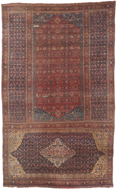 12 x 20 Antique Persian Bijar Triclinium Rug 78569