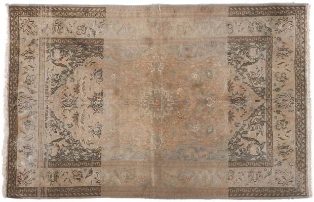 3 x 5 Distressed Vintage Persian Kashan Rug 78574