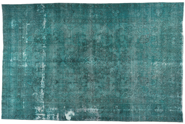 11 x 17 Vintage Persian Teal Overdyed Rug 78584