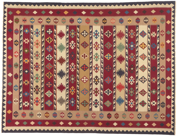 10 x 13 Vintage Persian Shiraz Kilim Rug 78605