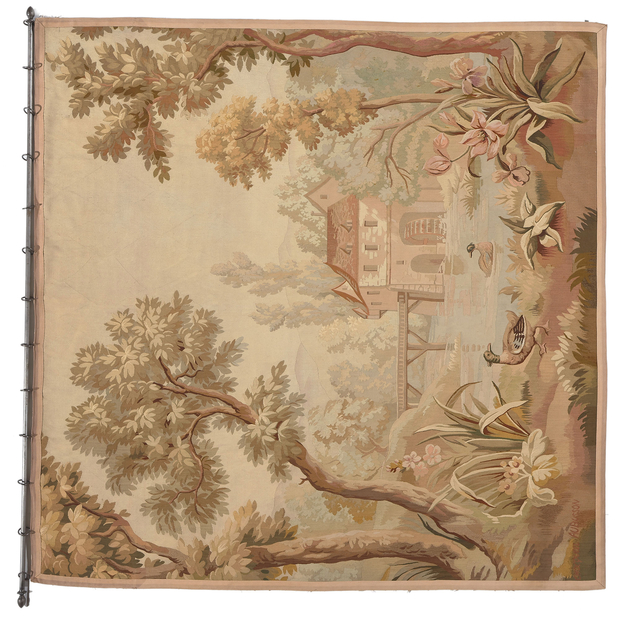 8 x 8 Antique French Aubusson Tapestry 78623