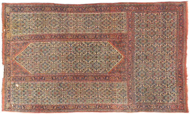 11 x 18 Antique Persian Bijar Triclinium Rug 78659