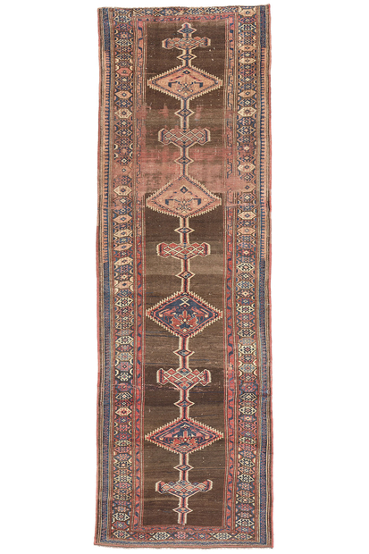 4 x 13 Antique Brown Persian Sarab Rug 61262