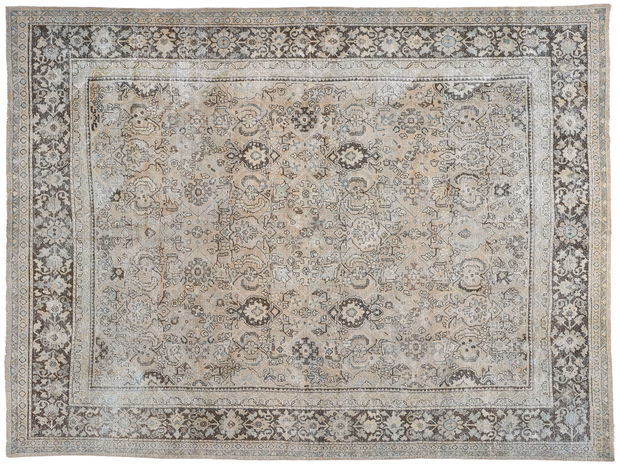 9 x 13 Muted Antique-Worn Persian Mahal Rug 61278