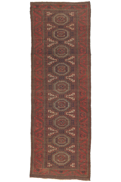 ​4 x 12 Antique Turkoman Afghan Rug Runner 78673