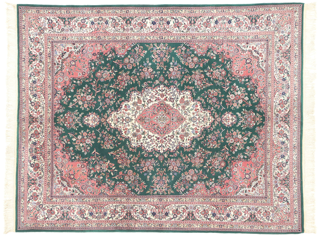 ​​8 x 10 Pink and Green Vintage Chinese Tabriz Rug 78669​