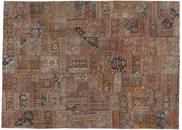 ​10 x 13 Vintage-Worn Persian Mahal Patchwork Rug 78601