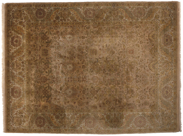 ​9 x 12 Earth-Tone Vintage Brown Indian Rug 78625​