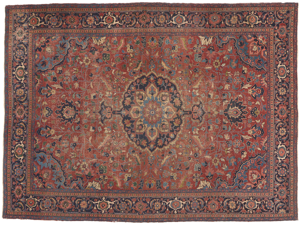 ​9 x 12 Antique Persian Serapi Rug 78709