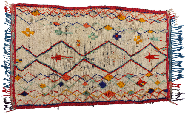 ​4 x 7 Colorful Vintage Moroccan Azilal Rug 21732