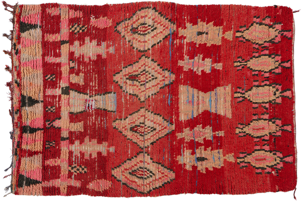 5 x 8 Vintage Red Boujad Moroccan Rag Rug 21766