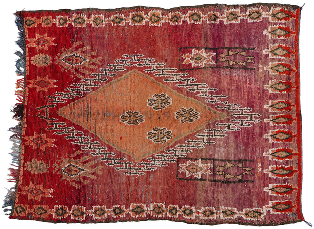 6 x 8 Vintage Red Boujad Moroccan Rag Rug 21776