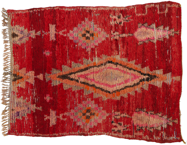 5 x 7 Vintage Red Boujad Moroccan Rag Rug 21831