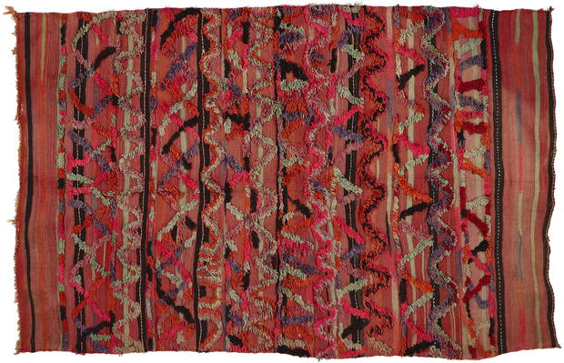 5 x 8 Vintage High-Low Taznakht Moroccan Rug 21832