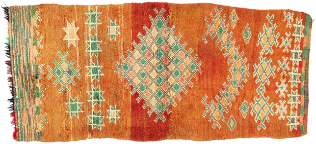 3 x 7 Vintage Orange Boujad Moroccan Rug 21839