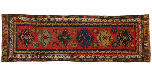 4 x 12 Vintage Turkish Oushak Rug Runner 53881