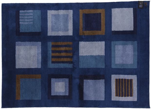 5 x 8 Vintage Blue Swedish Scandinavian Modern Rug 78735