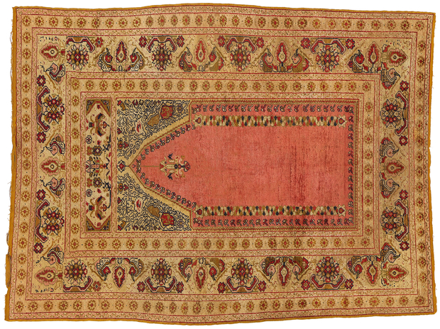 4 x 5 Antique Turkish Silk Ghiordes Prayer Rug 78738