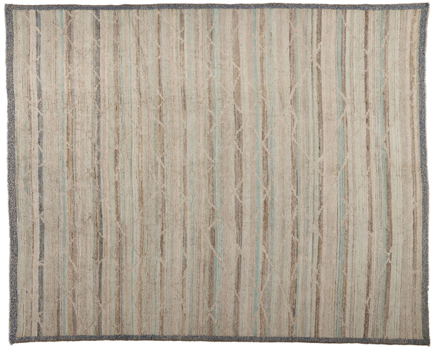 9 x 11 Modern Boho Tonal Striped Moroccan Rug 81078