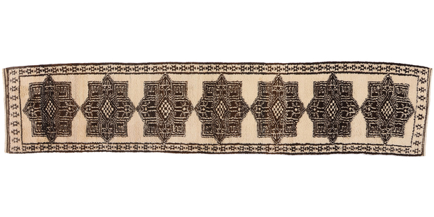 3 x 14 Vintage Neutral Kurdish Rug Runner 53907