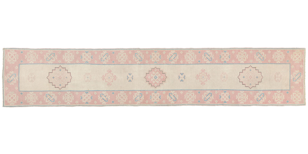 2 x 12 Vintage Pink Turkish Oushak Rug 53942