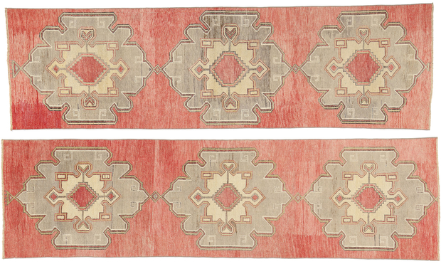 3 x 11 Vintage Red Turkish Oushak Rug 53915 Matching Carpet Runners