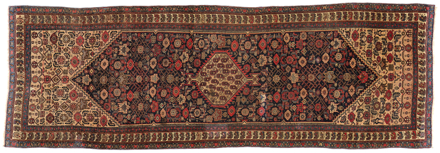 4 x 11 Antique Persian Bijar Rug Runner 78754