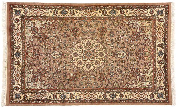 4 x 6 Earth-Tone Vintage Indian Isfahan Rug 78783