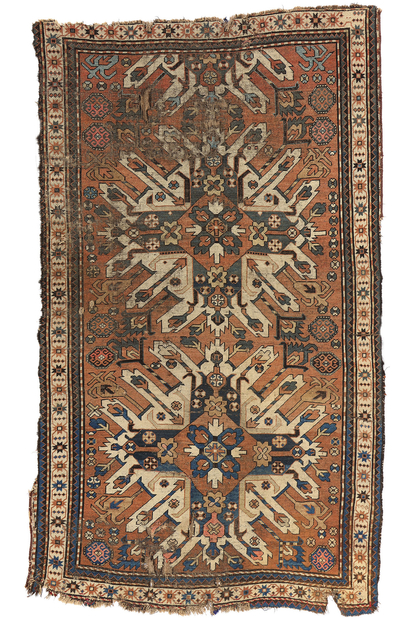 5 x 8 Antique Sunburst Eagle Kazak Rug Caucasian Chelaberd Karabagh Carpet 78779