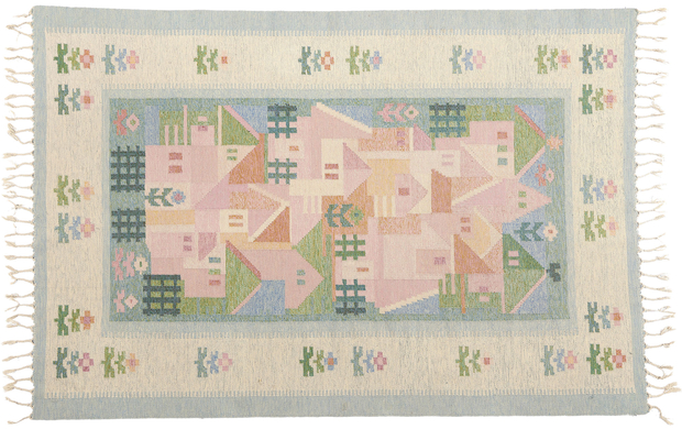 5 x 7 Vintage Swedish Pictorial Rollakan Rug 78819