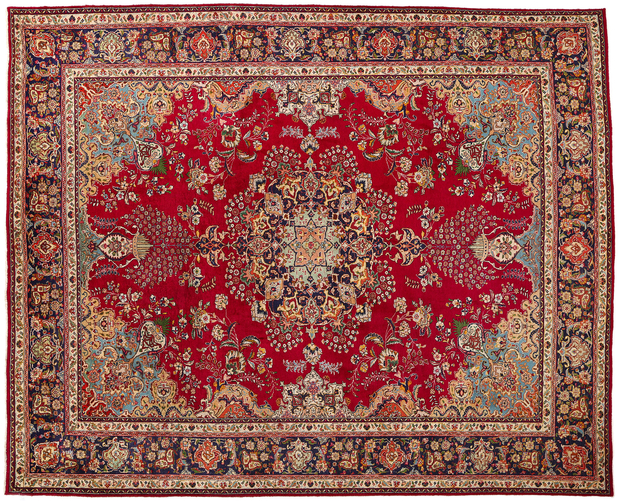 10 x 13 Vintage Red Persian Tabriz Rug 78814