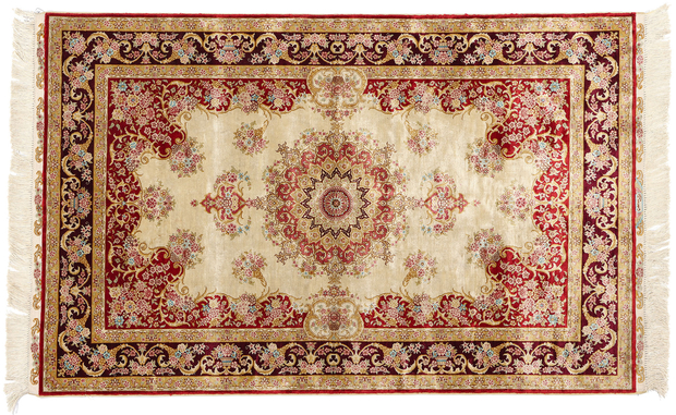 3 x 5 Vintage Chinese Silk Qum Rug 78810