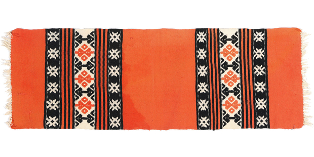 1 x 4 Vintage Orange Greek Kilim Rug 78797