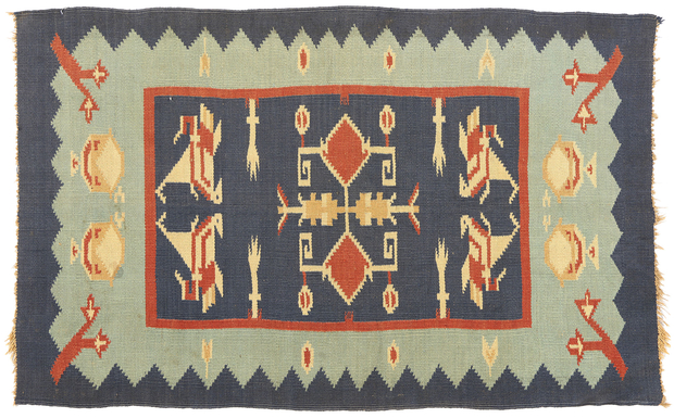 3 x 5 Vintage Oltenian Romanian Bird Kilim Rug 78789