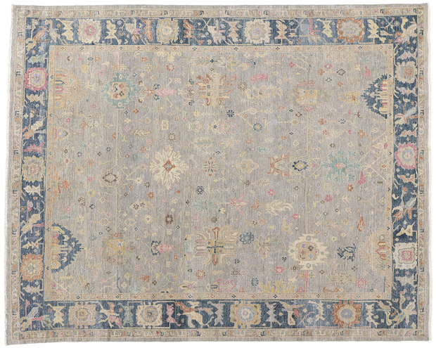8 x 10 Vintage-Inspired Modern Gray Oushak Rug 31066