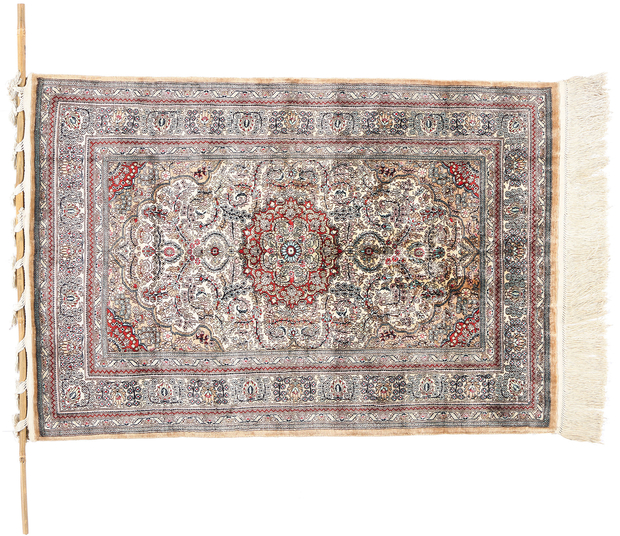 2 x 3 Vintage Turkish Silk Hereke Wall Tapestry Rug 78933
