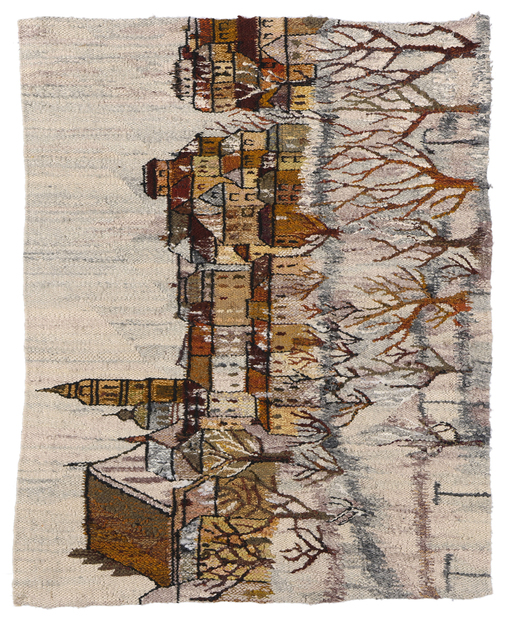 3 x 4 Vintage Irmina Jasek Polish Zimowe Miasto Gobelin Tapestry 79064