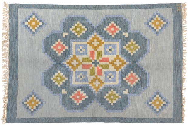 5 x 8 Anna-Greta Sjoqvist Vintage Swedish Scandinavian Rollakan Rug 79060