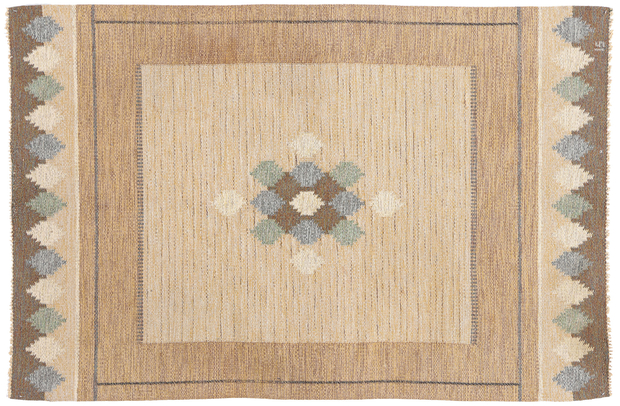 4 x 7 Ingegerd Silow Vintage Swedish Rollakan Rug 79059