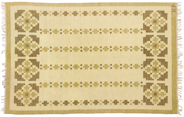 4 x 7 Kerstin Persson Vintage Swedish Scandinavian Rollakan Rug 79049