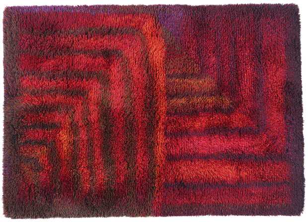 4 x 6 Ritva Puotila Vintage Finnish Rya Ryijy Rug 79098