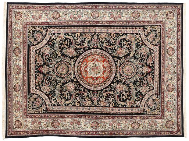 9 x 12 Vintage Black Chinese Savonnerie Rug 79095