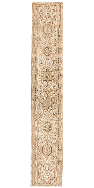 3 x 15 Distressed Vintage Persian Karaja Heriz Rug Runner 61329