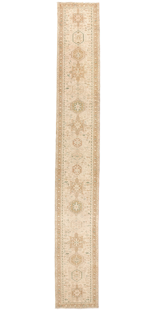 3 x 18 Distressed Vintage Persian Karaja Heriz Rug Runner 61333