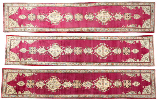 4 x 18 Vintage Red Persian Tabriz Rug Runner 61384